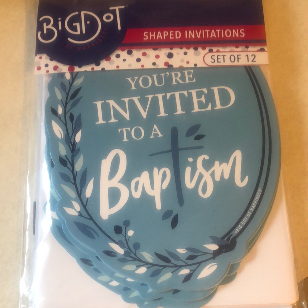 Blue Baptism Invitations Set